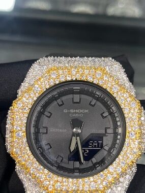 Casio G-Shock Black Dial Men's Watch with Gold & Silver Crystal Case